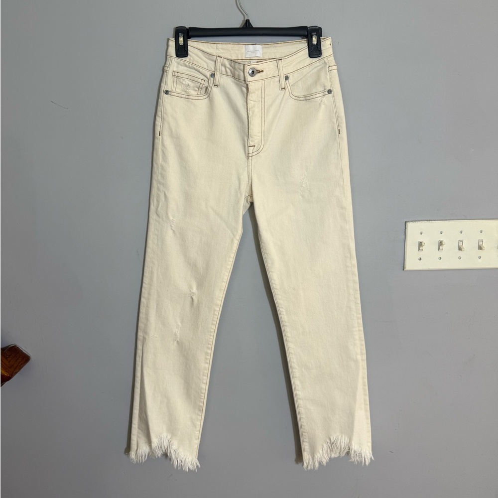 Jonathan Simkhai river high rise straight leg in ecru size 28